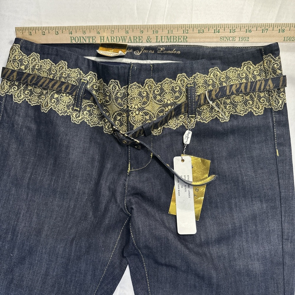 NEW Y2K Pepe Jeans London Jeans Women's Size 34 Lordes Raw Wash Embroidered Belt - Picture 14 of 16